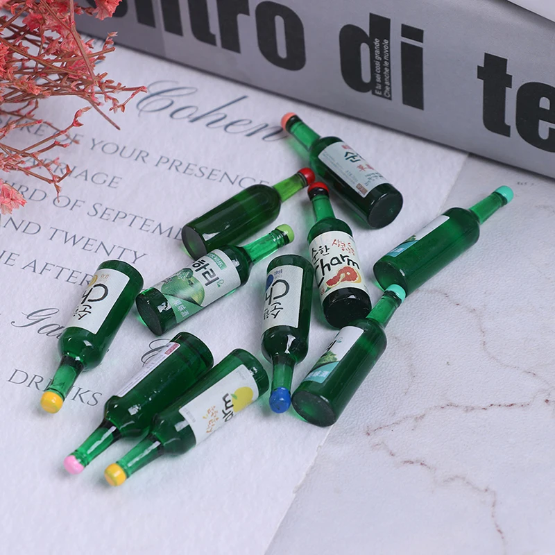 10pcs 1:12 인형 집 미니어처 와인 음료 모델 놀이 음식 주방 장난감