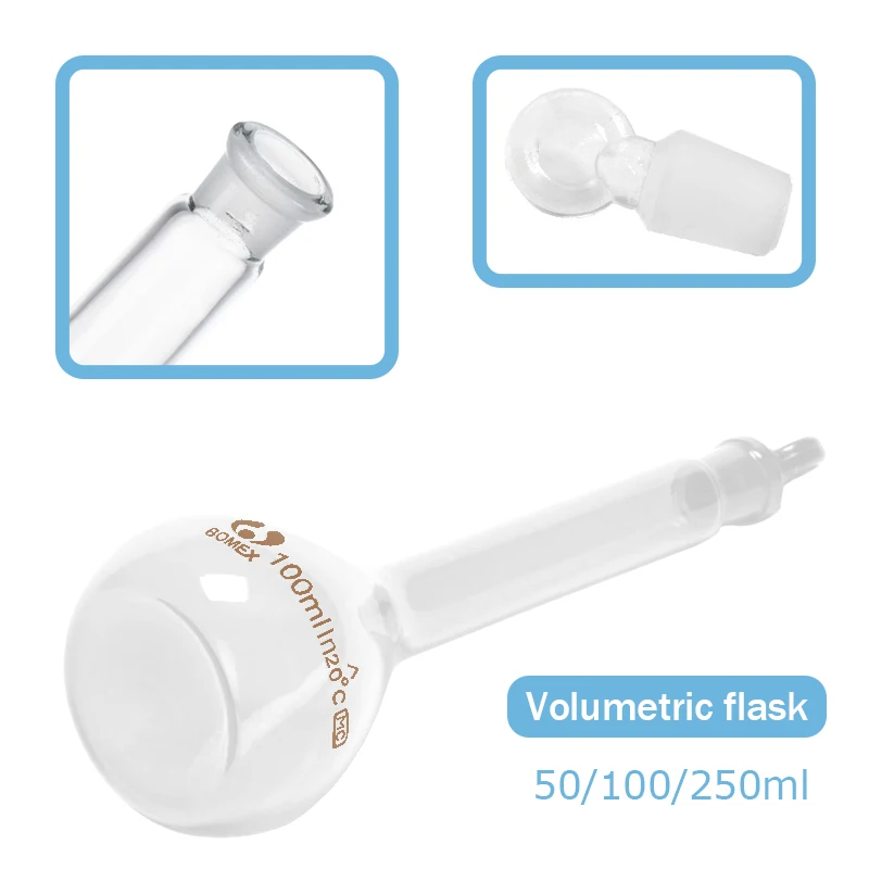 50/100/250ml Graduation Mark Laboratory Chemistry Equipment Laboratory With Stopper Transparent Glass Volumetric