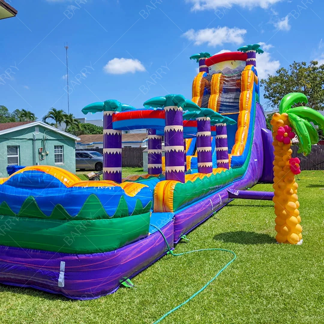

New Custom Big Children Water Slide Manufacturer Playground Commercial Jungle Theme Inflatable Water Slide with Pool for Kids