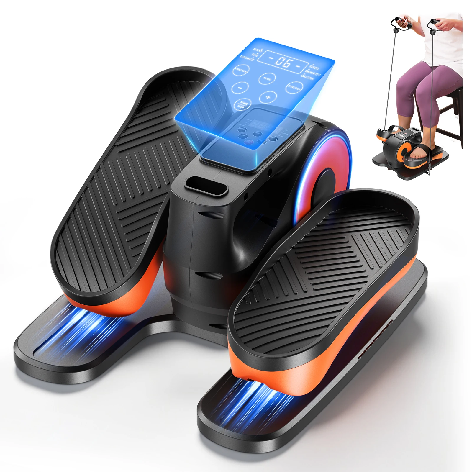 Under Desk Elliptical Machine Home Ellipse Leg Exerciser With 12 Adjustable Speed Quiet & Portable Seated Pedal Exerciser