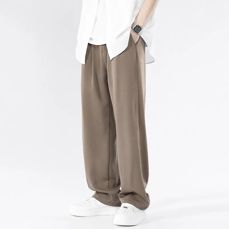

Ice Silk Men's Summer Thin Straight Leg Drapey Wide Leg Casual Long Pants Quick Dry Sport Trousers Slim Fit Westwear Baggy Hosen