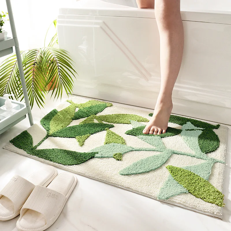 

Carpet for Room Modern Cartoon Cute Plant Print Bathroom Absorbent Non-Slip Mat Fresh Entry Floor Mat Bedroom Foot Mat