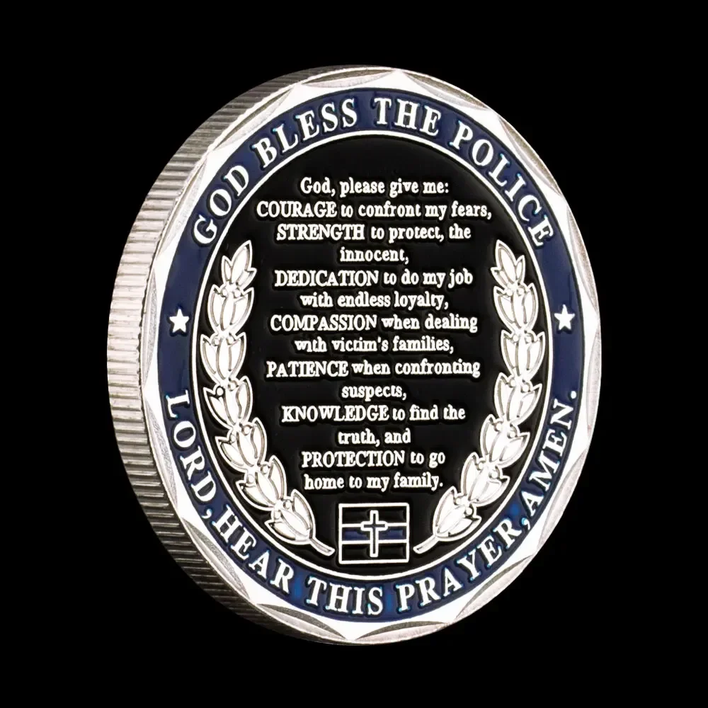 God Bless The Police Souvenir Coins Peacemaker Honor Christ Lord Hear This Prayer Amen Police Matthew Commemorative Coin