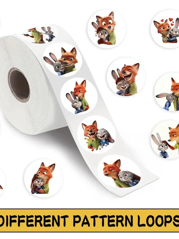 500 pièces/rouleau nouveau film Disney Zootopia 2 dessin animé autocollant d'étanchéité bricolage PVC ordinateur portable décalcomanies décoration Stiker récompense cadeau jouets