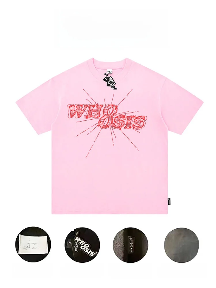 Whoosis (اسم غير معروف) 8-كلمة شعار الماس ضوء الكرة قصيرة الأكمام تي شيرت الذكور زوجين الشارع الموضة الوطنية الترفيه