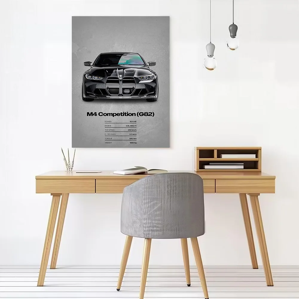 Sports M4 Competition (G82) Car Canvas Poster Wall Art Customizable High Quality Printed Picture for Decoration Living Room Home
