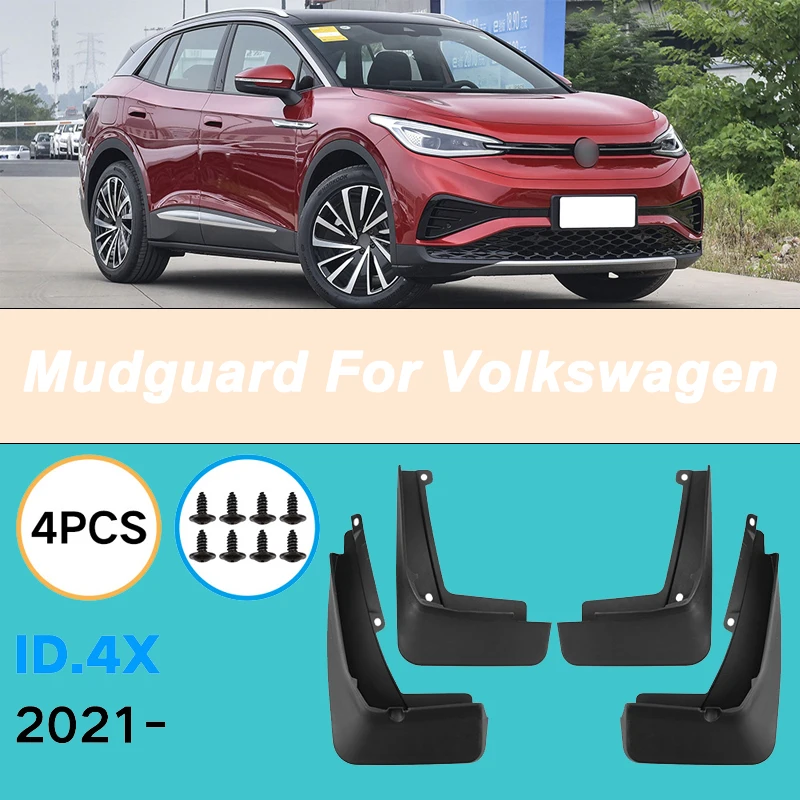 

For Volkswagen ID.4X 2021-2024 2022 Automotive Tire Mudguard Waterproof Prevent Mud Splashing Car Mud Flaps 4pcs Accessories