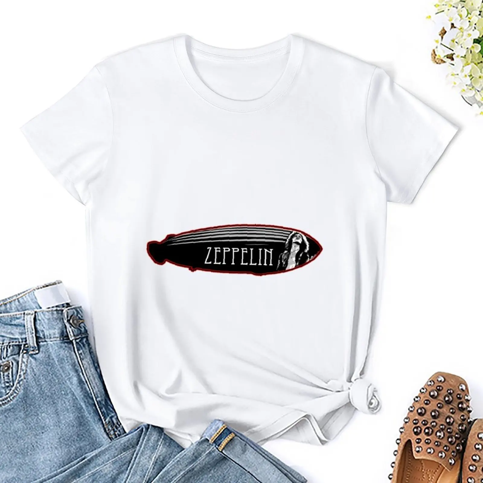 T-shirty Zeppelin koszulki z nadrukami letnie topy kawaii ubrania koszulki damskie z grafiką