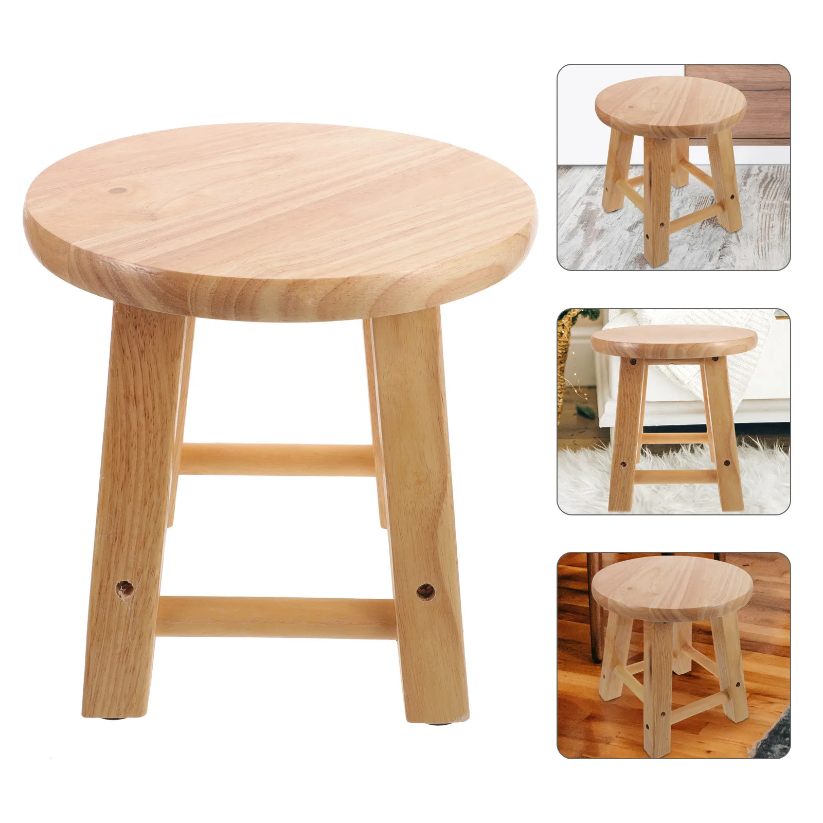 

Sturdy Wood Step Stool Compact Solid Wood Foot Rest for Desk Dorm Living Room Short Step Stool Indoor Plant Stand Alternative