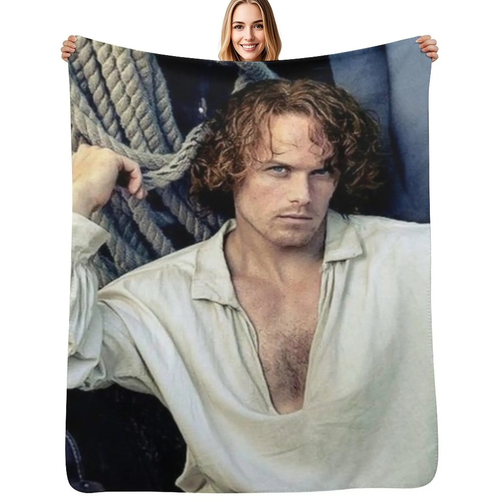Sam Heughan Throw Blanket Wrinkle Resistant Lightweight Blanket