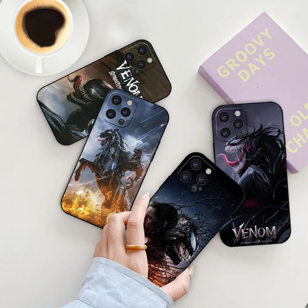 New Marvel Venom 3 Funda For Apple iPhone 15 14 ProMax 13 12 Mini 11 Pro 7 8 Plus XS Max XR X SE 14 Phone Case Black Soft Cover