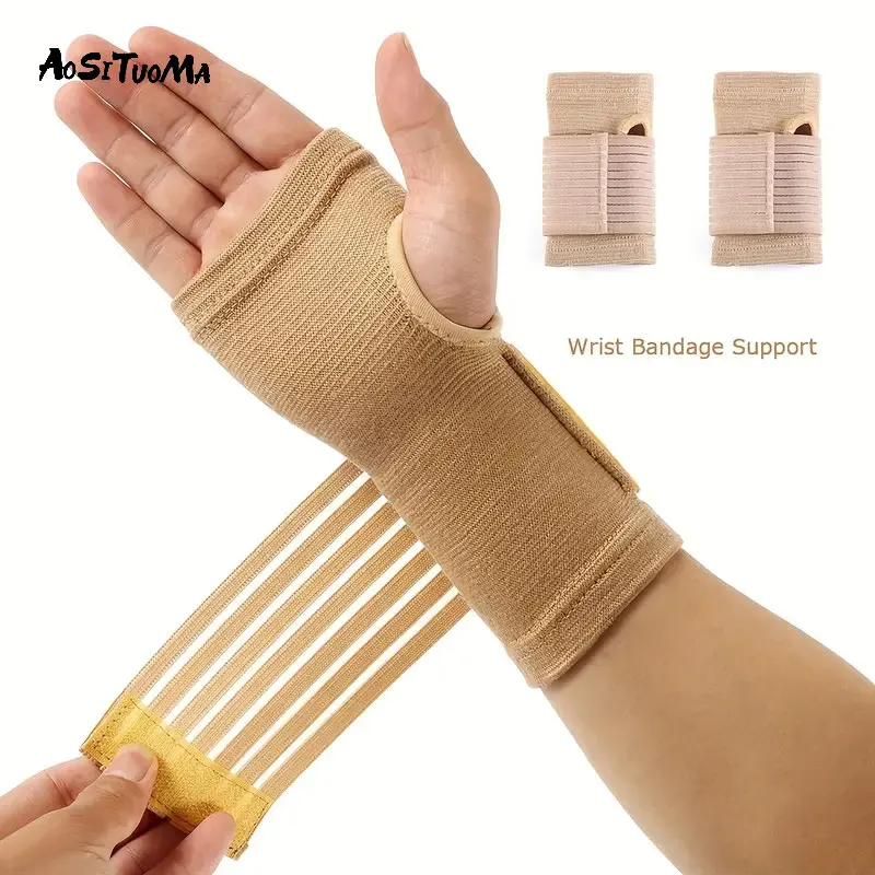 Elastic Bandage, Wrist Guard Support Arthritis Gloves, Sprain Band Wrist Protector Hand Brace Elastic Sports Safety Wristband