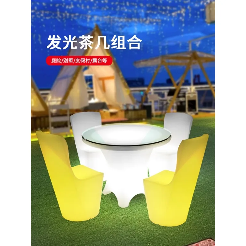 

Bar music Bistro Internet celebrity restaurant BBQ shop Luminous large round table Campground table and chair combination