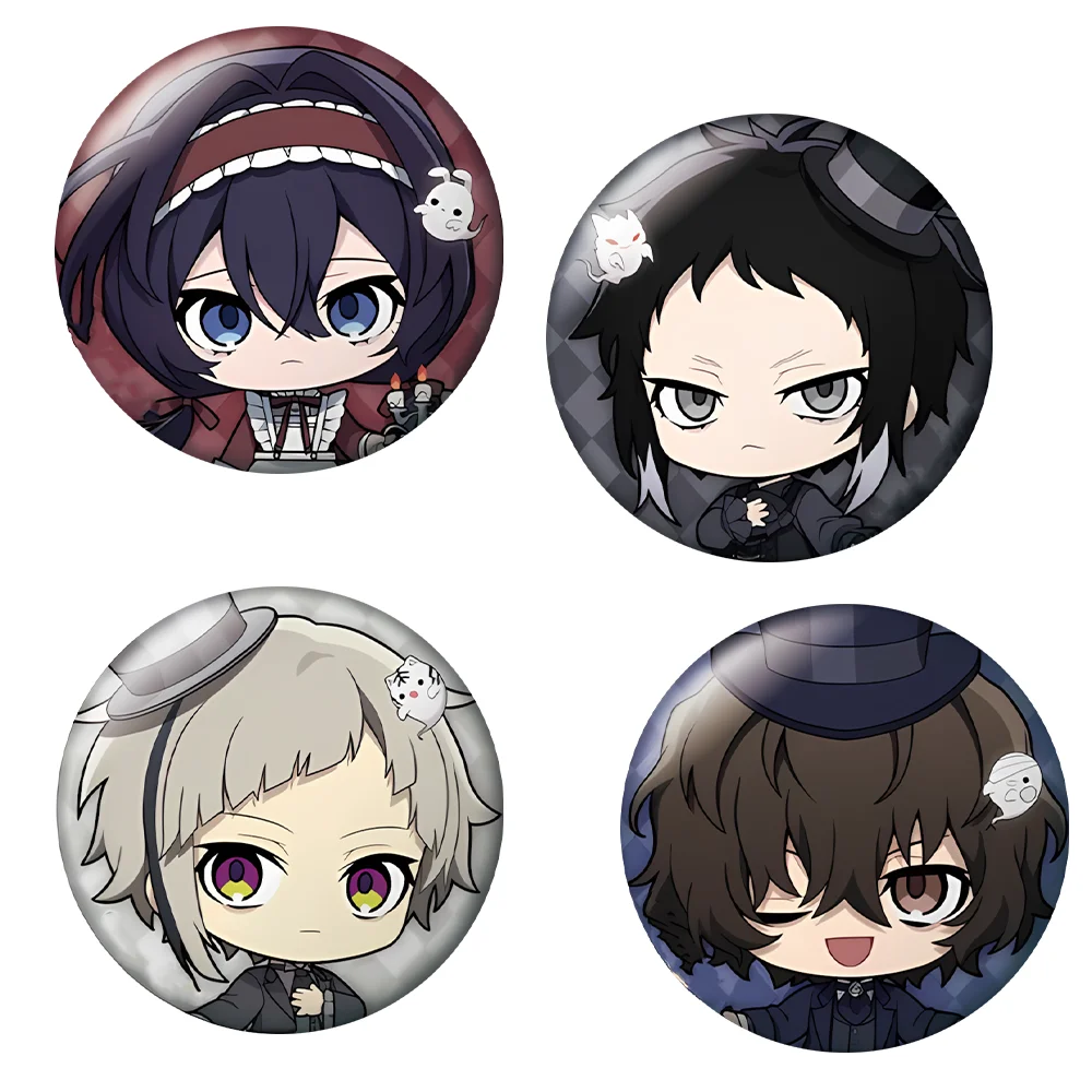 

Bungo Stray Dogs 58mm Button Pin Badge Set Atsushi Dazai Chuuya Q-style Ghost Theme Anime Brooch Birthday Gift