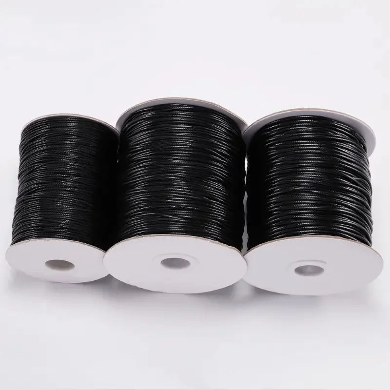 Versatile 50m Black Waxed PU Leather Cord | for Premium Jewelry, Bracelet & Necklace Making| Durable, Easy-to-Use