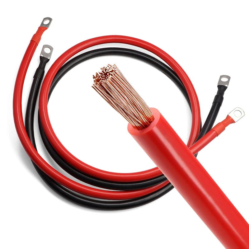 

Battery Inverter Cable Red Black 8AWG 6AWG 4AWG with M8 SC Terminals Car Battery Connection Cable Stranded RV Pure Copper Cord
