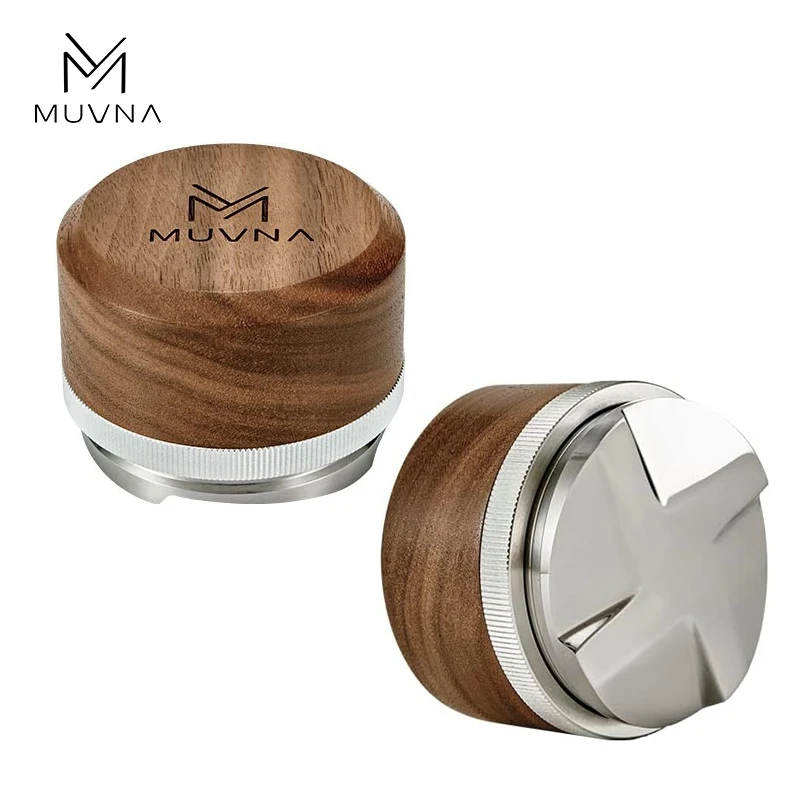 

MUVNA 58.35MM Espresso Coffee Distributor,Adjustable Height Espresso Leveler with Walnut Lid,Fits for 58MM Portafilters