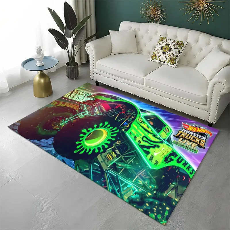 Racing Car H-Hot Wheels MOTO Non-Slip Area Rug for Living Room,Bedroom,Playroom,Soft Carpet Floor Mat Home Decor Rug  Room