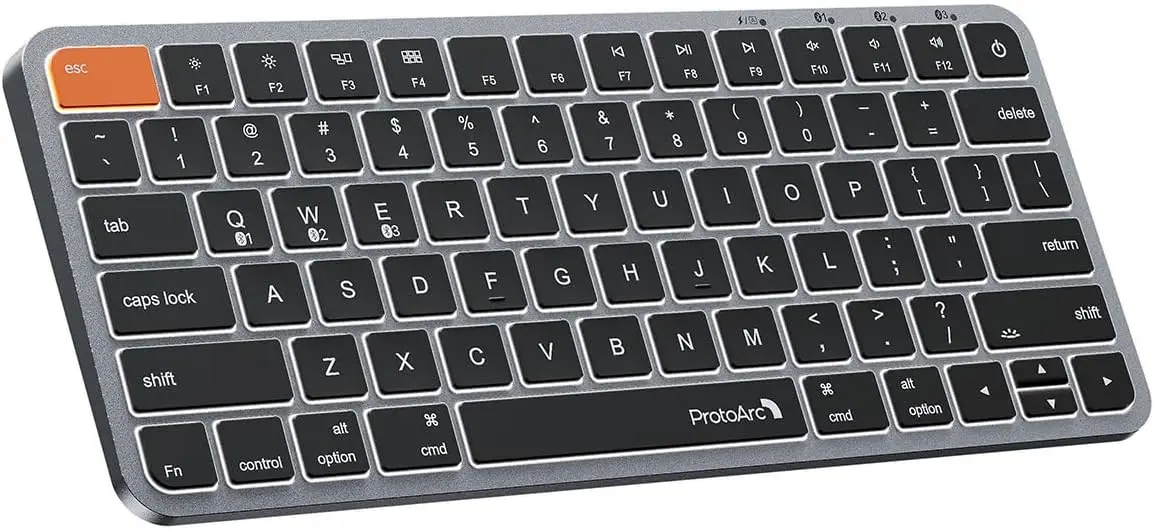 Compact Bluetooth Keyboard for iPad and Mac, Backlit Wireless Multi-Device with Quiet Typing, Rechargeable, Space Gray