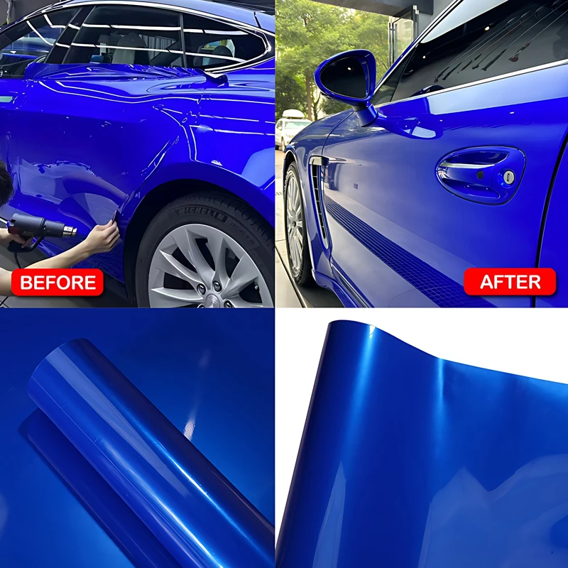

ПЭТ 30/50 см супер яркая металлическая сапфирово-синяя пленка, меняющая цвет, виниловая наклейка, защита автомобильной краски для 911/Cayman/Panamera
