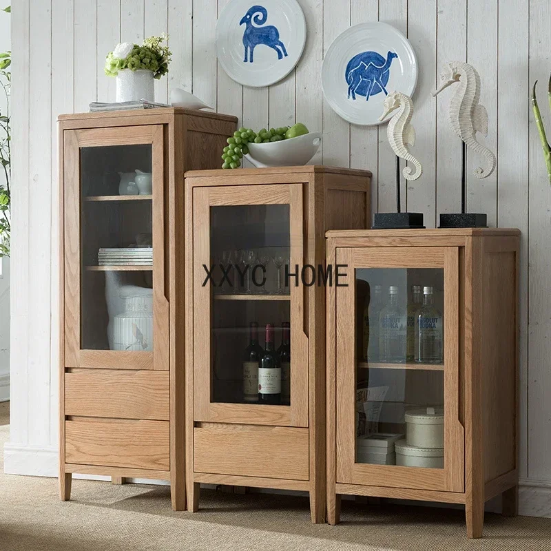 

Nordic Solid Wood TV Side Cabinet Simple Modern Oak Small Locker Environmental Protection Wine Cabinet Storage Cabinet