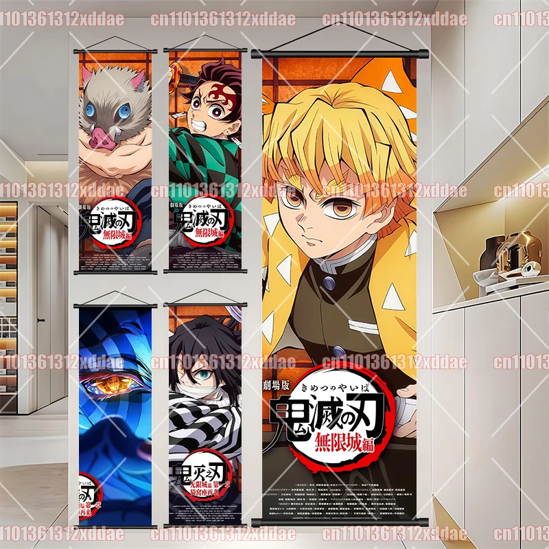 Peinture verticale classique japonaise Demon Slayer, affiche d'anime haute définition 8K, art moderne, décoration murale pour chambre