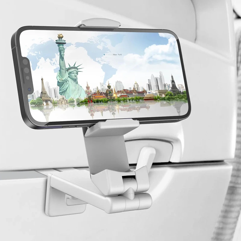 Airplane Phone Holder Stand Cell Mobile Portable Travel Mount Desk Flight Foldable Rotatable Selfie Holding Train Seat Support