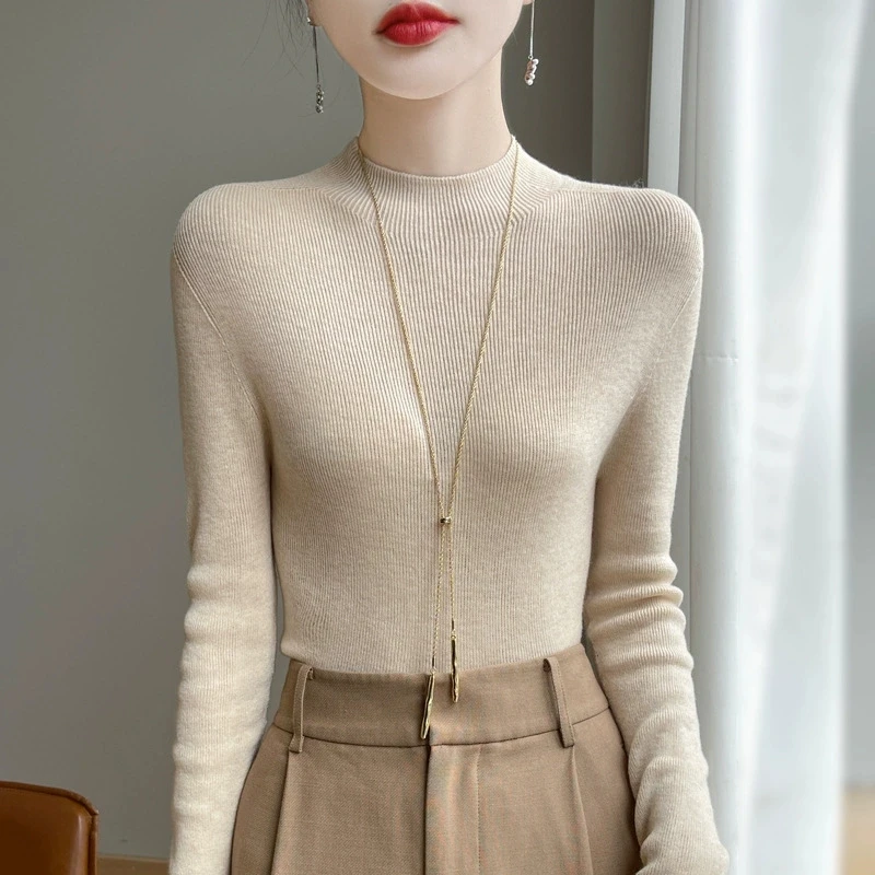 

All-Match Slim O-Neck Sweater For Women Autumn Winter Ribbed Long Sleeve Sweater Women Warm Solid Pullover Jumper Woman