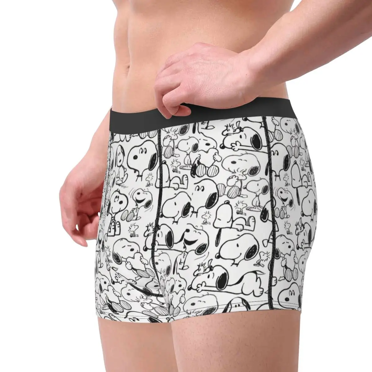 Custom S-Snoopys Smile Giggle Laugh Pattern Boxer Shorts For Homme 3D Print Underwear Panties Briefs Soft Underpants