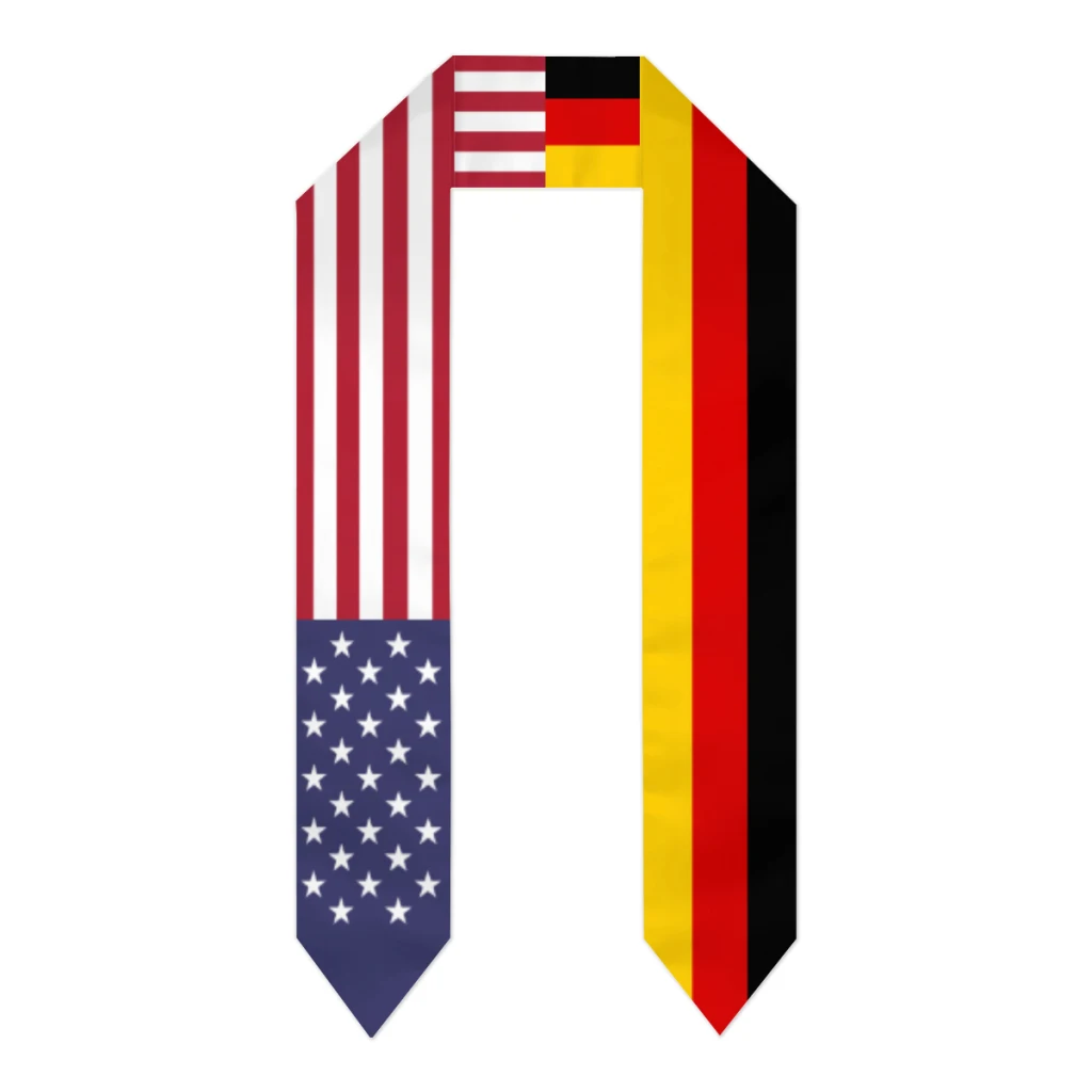

Graduation Sash Germany & USA United States Flag Stole Shawls Graduate Wraps Scraf International Student Pride Gifts