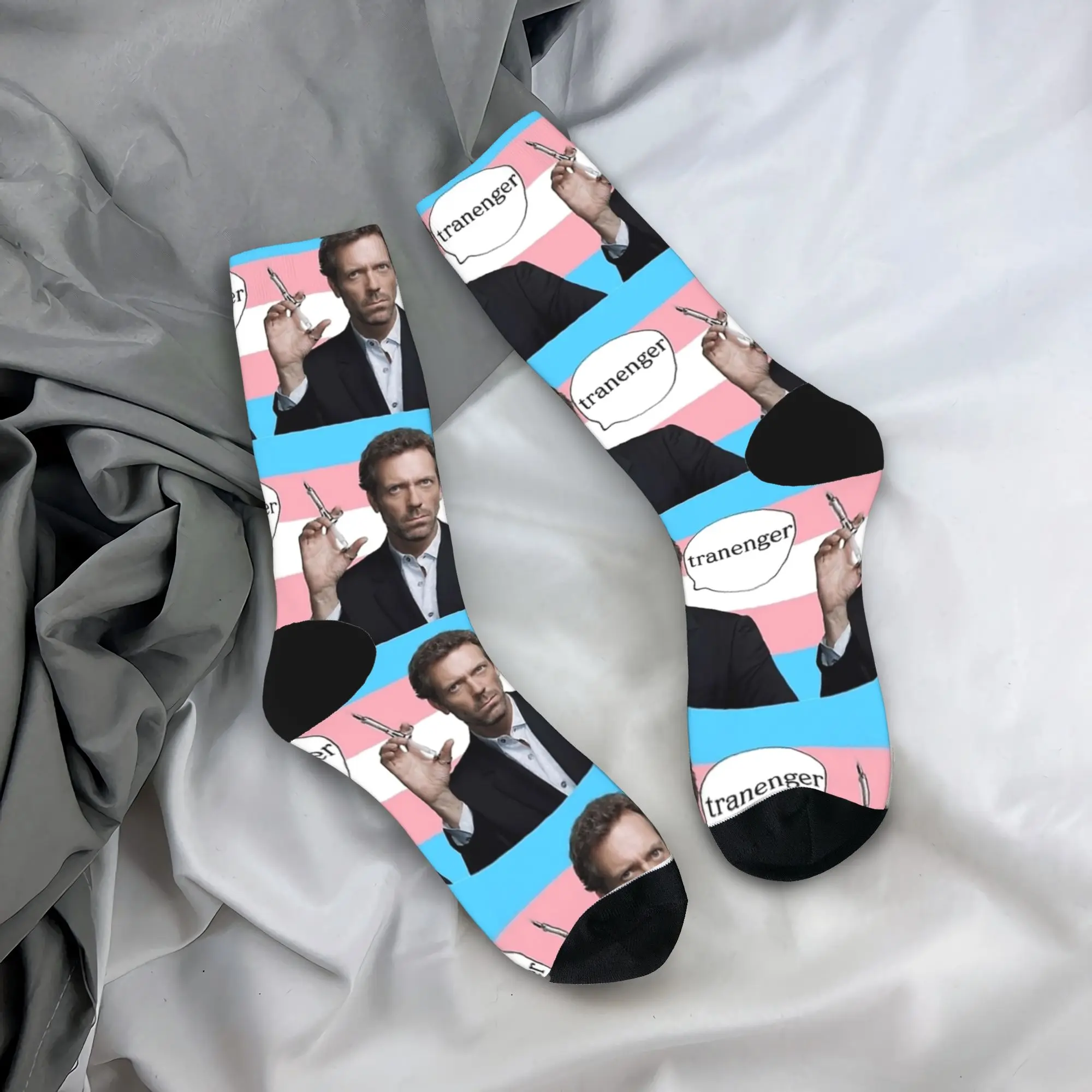 Adults Men Socks trans rights Dr. Gregory House  Stockings Anti Sweat Quality Socks Winter Novelty Design Skateboard Socks