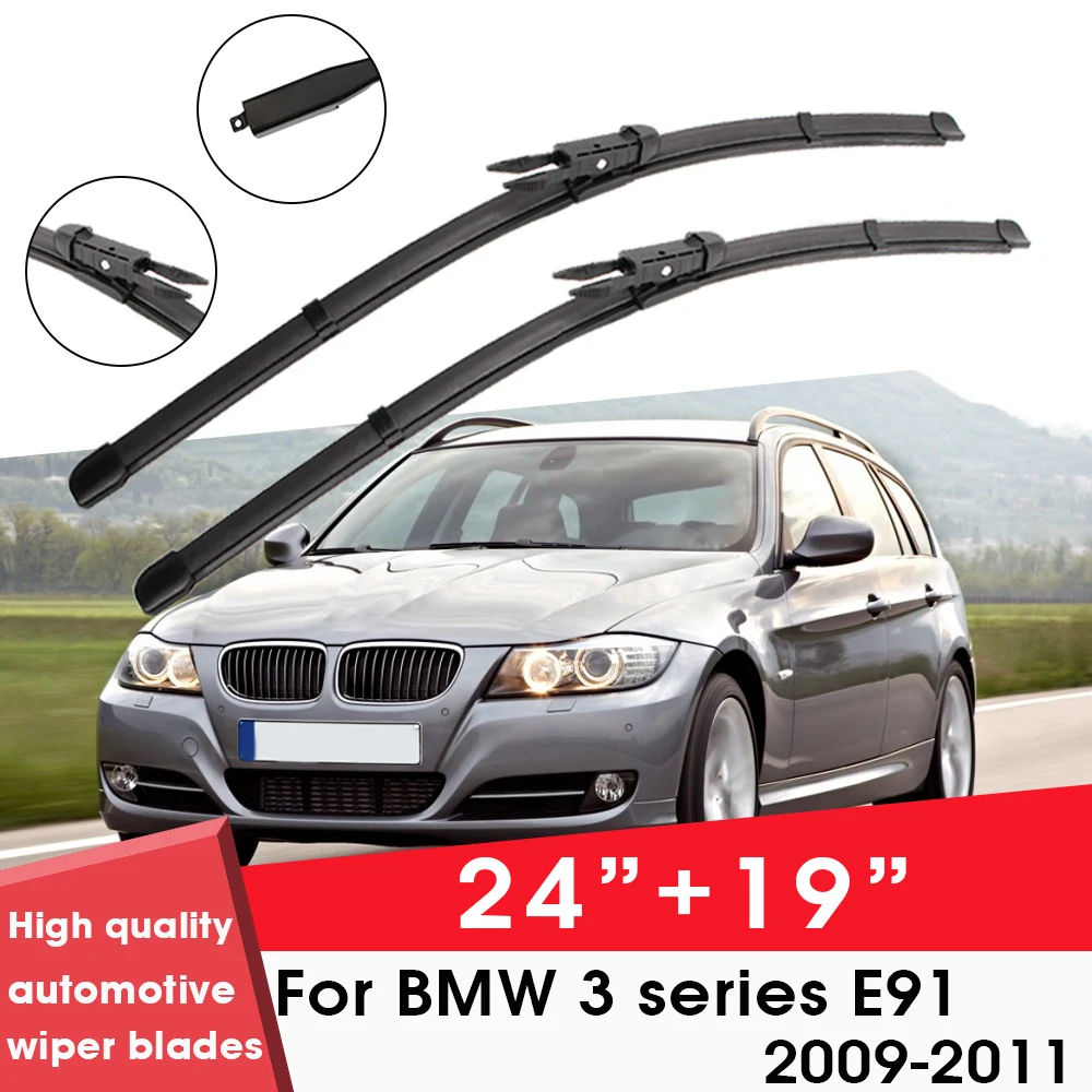 

Car Wiper Blade For BMW 3 series E91 2009-2011 24"+ 19" Windshield Windscreen Clean Naturl Rubber Car Wipers Accessories