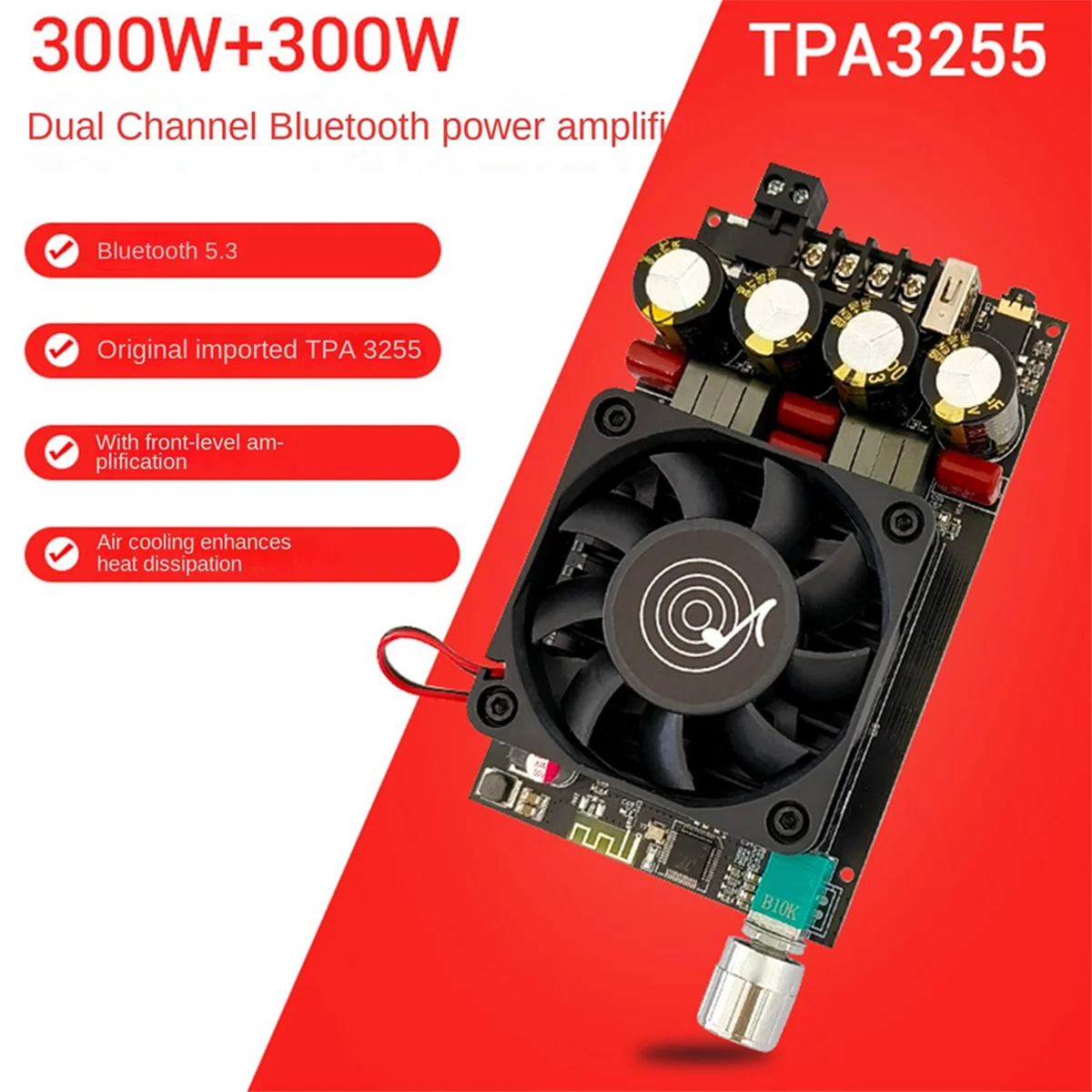 ZK-3002B Digital Audio Power Amplifier Board TPA3255 Stereo Amp 300Wx2 2.0 Dual Vocal Tract Sound Amplifier