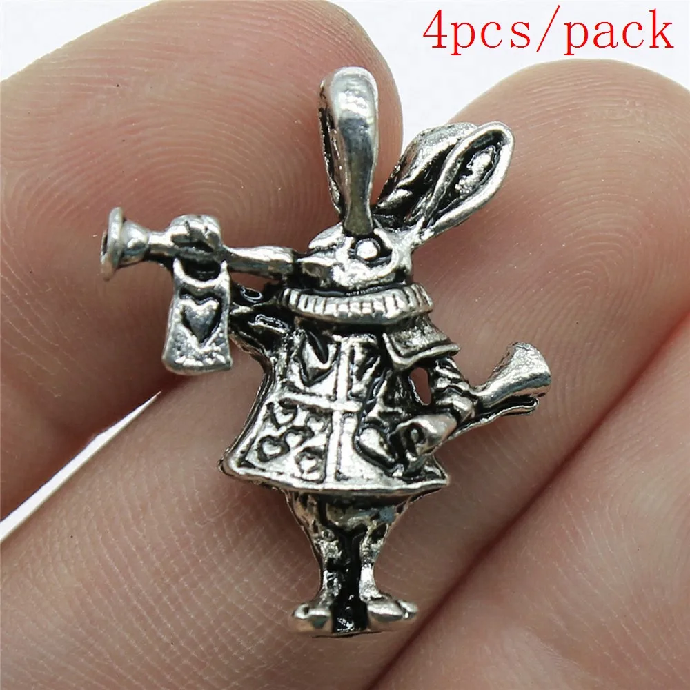 Bulk Charms For Jewelry Making Kit Pendant Diy Jewelry Accessories 3D Enamel Rabbit With Clock Charms
