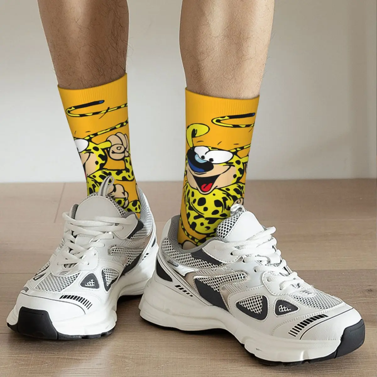 Hip Hop Marsupilami Spring With Ear In Hand Crazy  compression Socks Unisex Gaston Lagaffe Comics Harajuku Printed Crew Sock