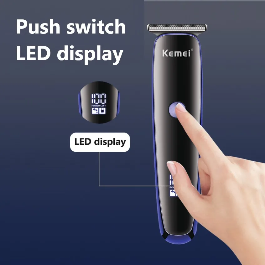 Kemei máquina de cortar cabelo profissional recarregável aparador barba máquina corte cabelo barbeador elétrico para o corpo barbear segurança navalha