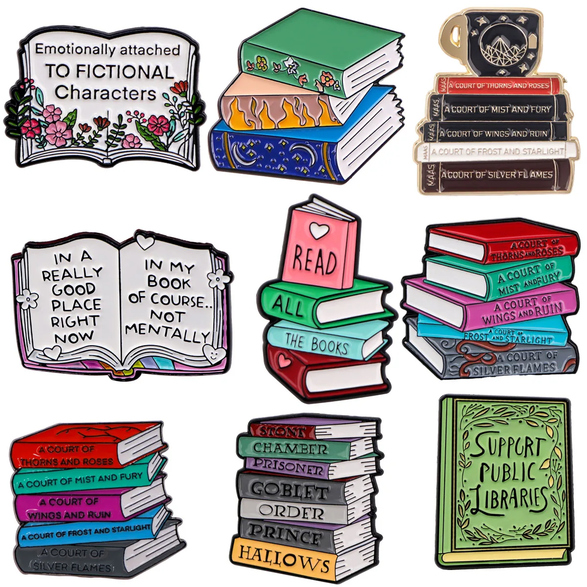 Books Collection Enamel Pin Brooch Pines Lapel Pins Funny Badge Costume Accessories Quotes Jewelry Reading Enthusiasts Gifts