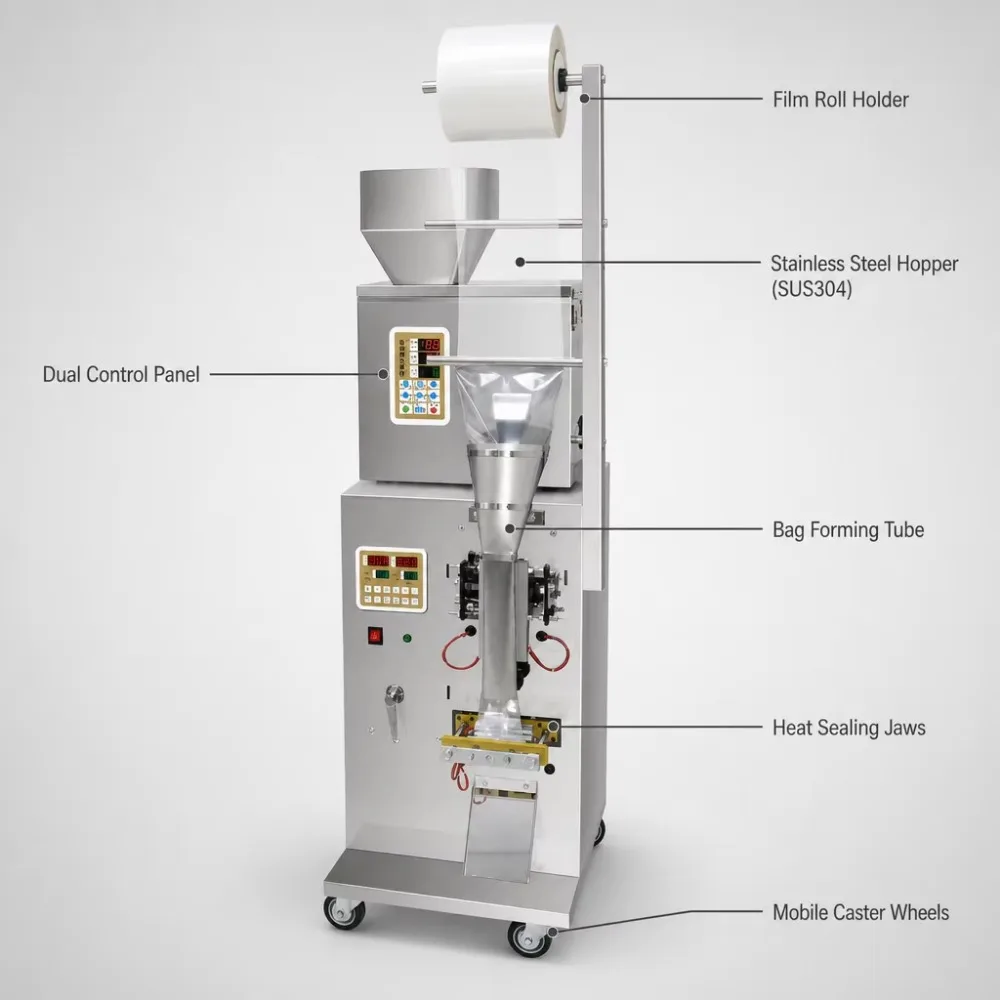 Automatic PLC-controlled Electric Vertical Coffee Powder Tea Bag Sugar Pepper Salt Spice Filling Multi-functional 220V Packaging