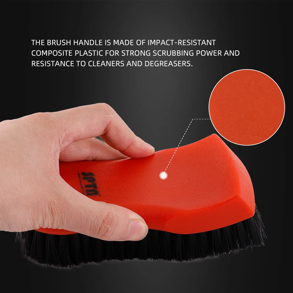 SPTA Car Interior Cleaning Orange Handle Fabric Brush Nylon for For Car Tire Engine Bay Cleaning Tools Accessories