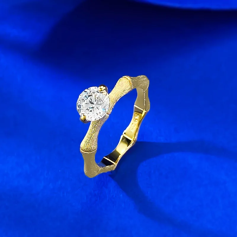 

Роскошные женские кольца с высокоуглеродистыми бриллиантами диаметром 6 мм - позолоченное обручальное кольцо и свадебное обручальное кольцо, вечерние ювелирные изделия, подарок