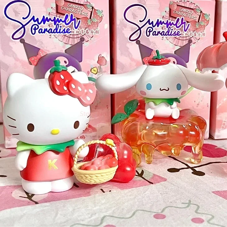 Caja ciega MINISO Sanrio, caja misteriosa de la serie Sweet Strawberry Paradise, regalo de Navidad para el Día de los niños, juguetes, adorno de escritorio, muñeca genuina