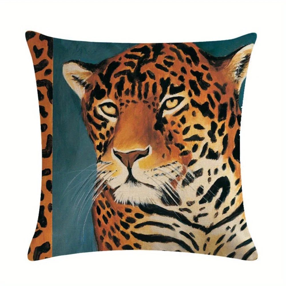 4pcs Tiger and zebra patterns Single-sided printing Short plush Suitable living rooms bedrooms sofas (excluding pillow cores)