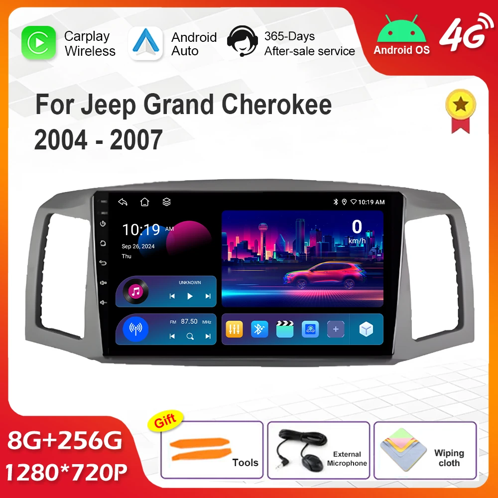 

Navigation GPS Wireless Carplay Android System for Jeep Grand Cherokee 2004 - 2007 Car Video Multimedia Player WiFi 4G Bluetooth