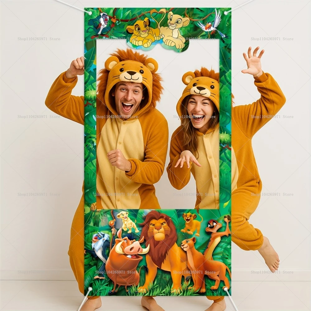 Marco para Fotomatón de El Rey León, Accesorios para Recién Nacidos, Decoración para Fiesta de Cumpleaños de Bebé, Fondo para Fotos, Accesorios de Selva, León, Simba, Banner Fotográfico