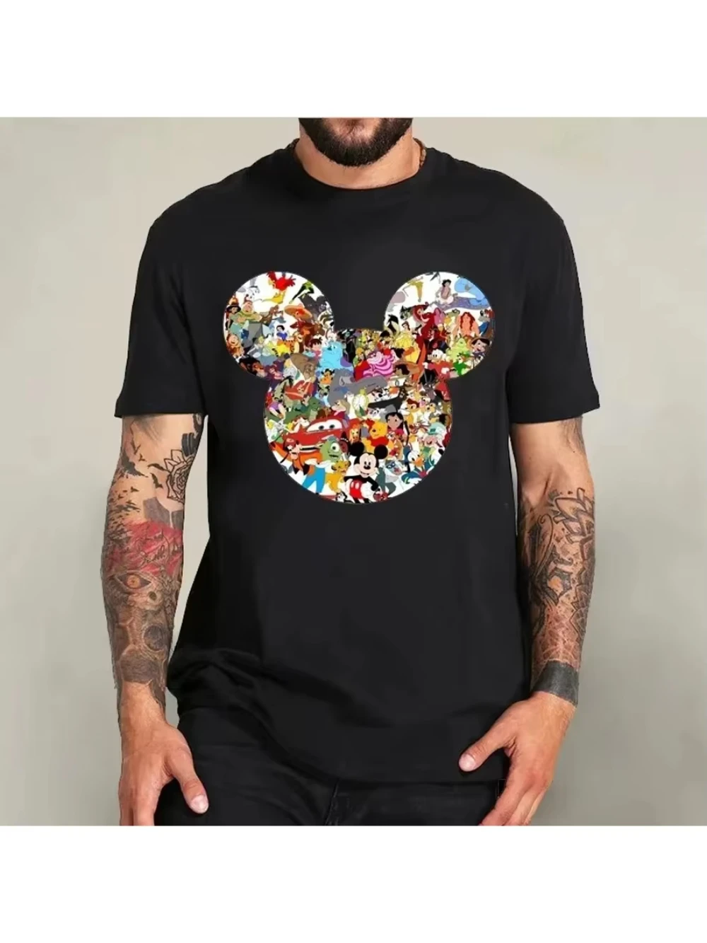 

2023 летняя новая мужская хлопковая футболка с рисунком Микки Мауса, женская хлопковая футболка с короткими рукавами и принтом аниме, модная нейтральная одежда