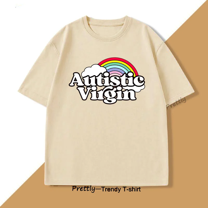 Autistic Virgin T Shirt Funny Cotton Short Sleeve Autism Tee Shirt Virginity T-shirt Harajuku Mens Designer Clothing Tops