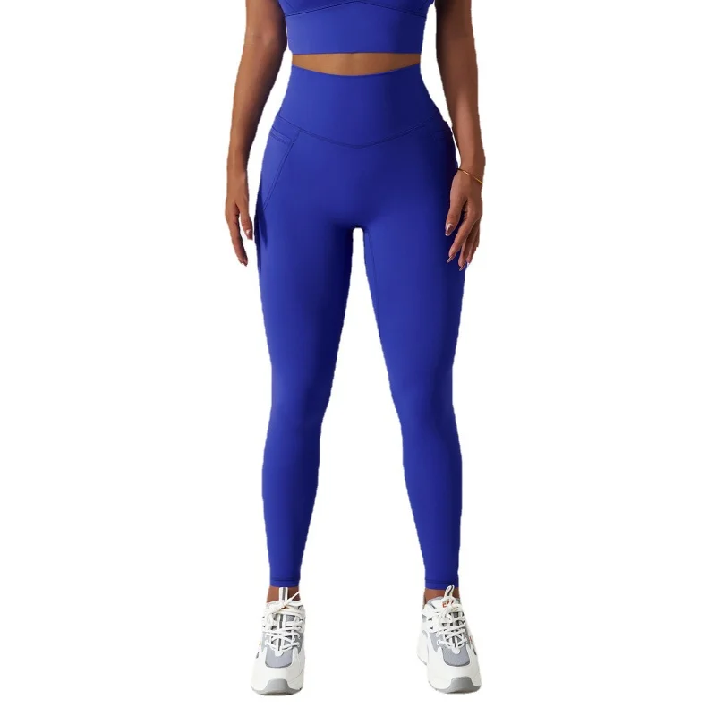 

Breathable Cloud Feeling High Waist Hip Lifting Yoga Pants Outer Wear Pocket Tight Sports Running Pants Quick-Drying Fitness Pan