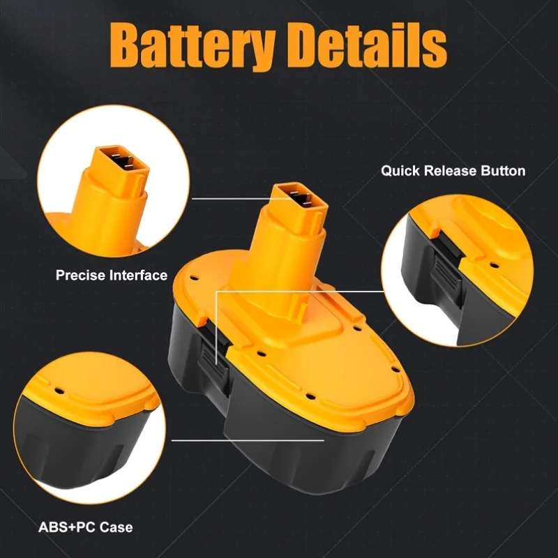 1Pack 18V 4800mAh Replacement For Dewalt 18V Battery XRP DC9096 DC9098 DC9099 DW9095 DW9096 DW9098 DE9038 With DC9310 18V Batter