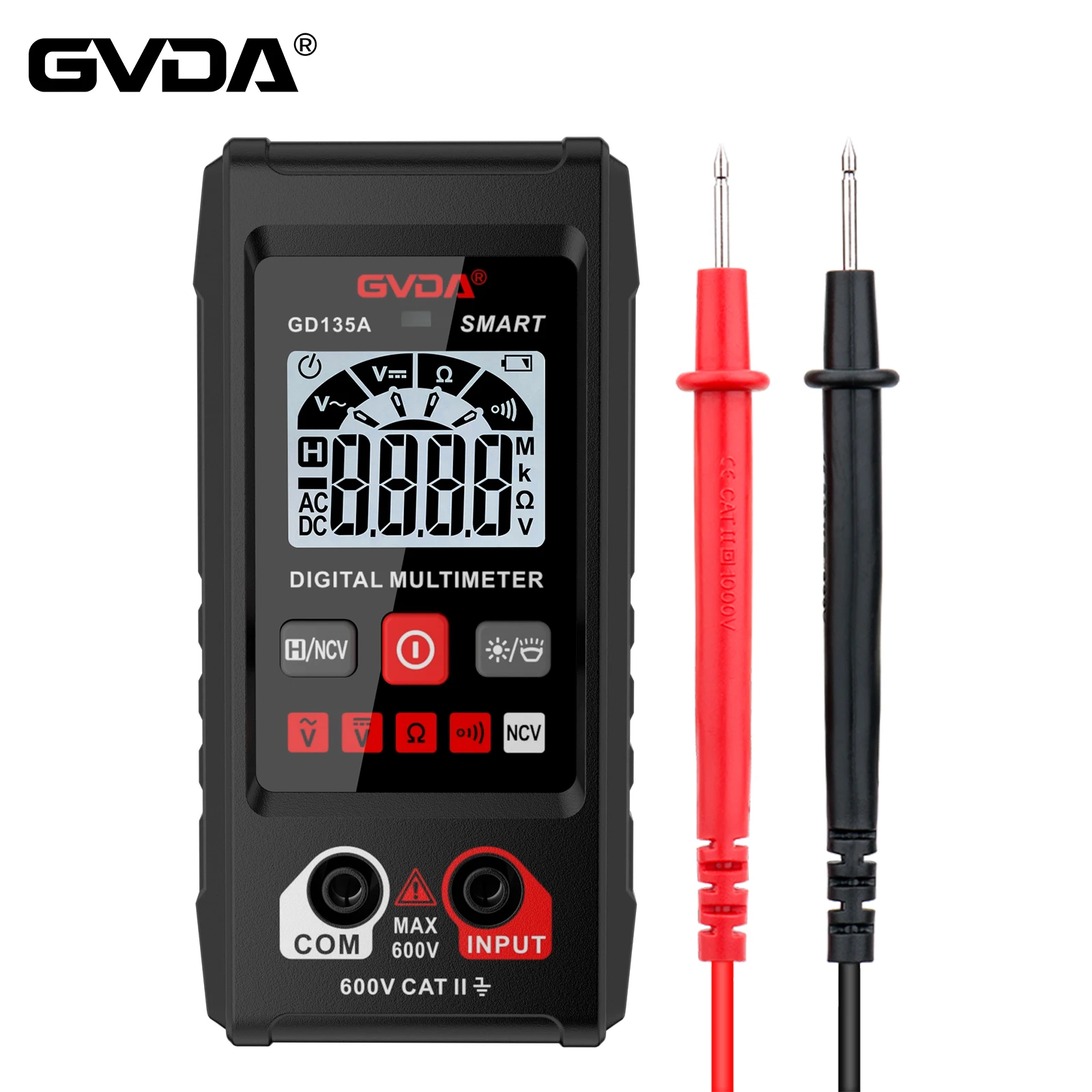 GVDA Digital Multimeter Auto Range DMM Voltmeter True RMS AC DC NCV Ohm Voltage Meter Smart Multi-meter 4000 Counts Multimeter