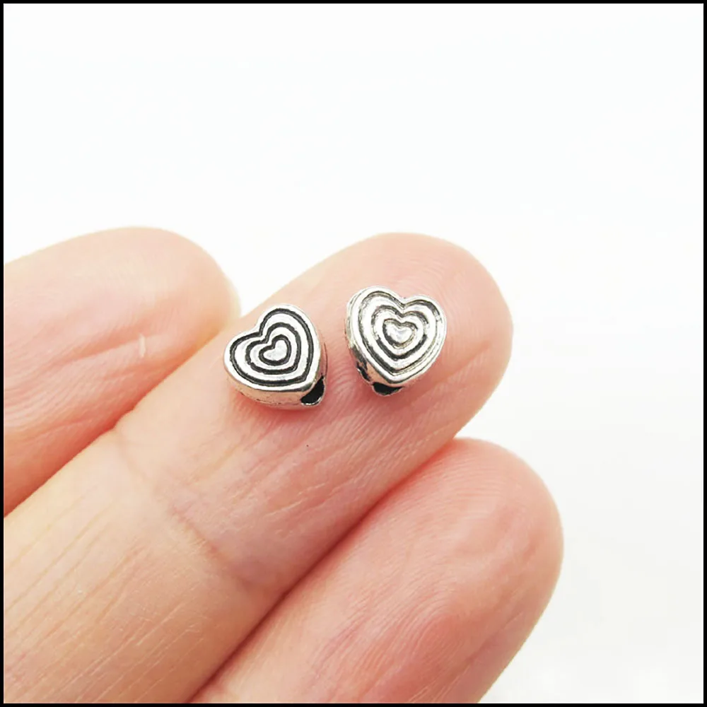 New Charms Tibetan Silver Color Lovely Tiny Heart Flower Tube Circle Spacer Beads DIY J016